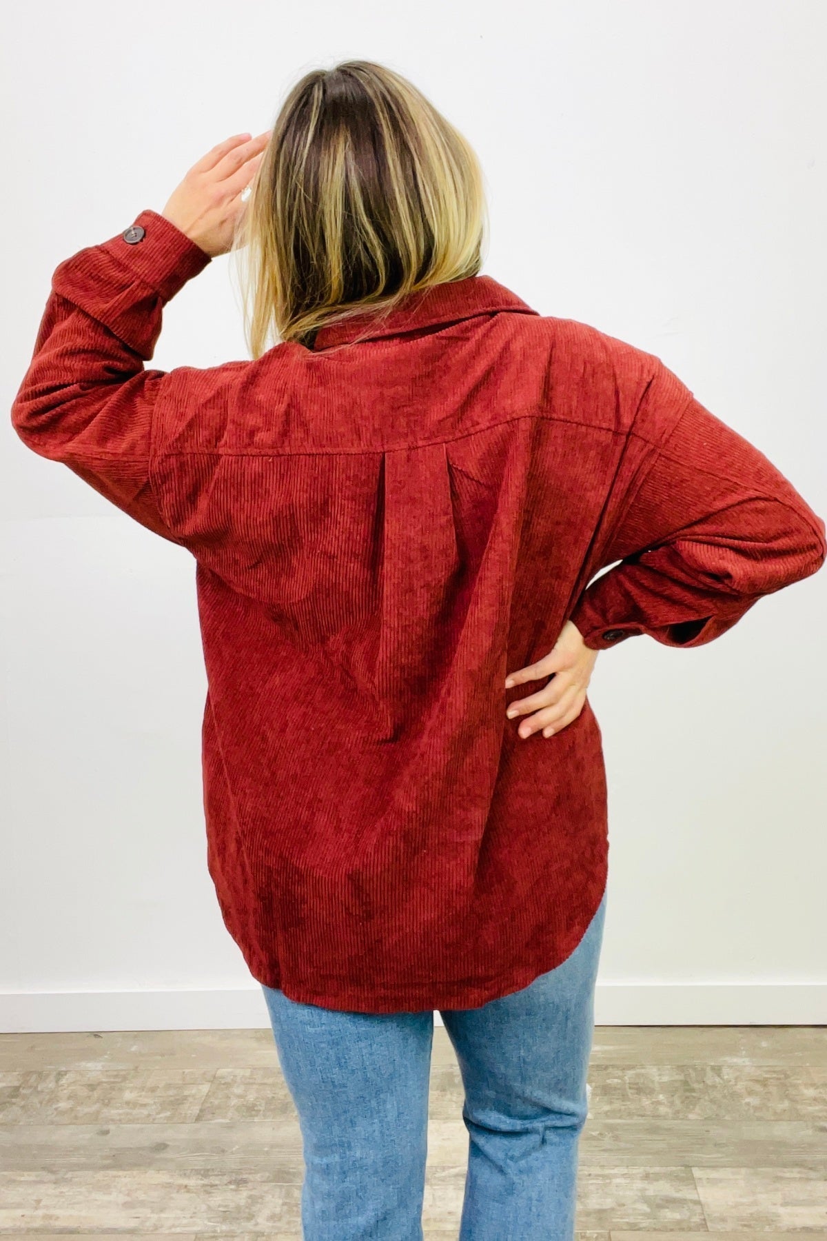 Oversized Corduroy Button Front Shacket