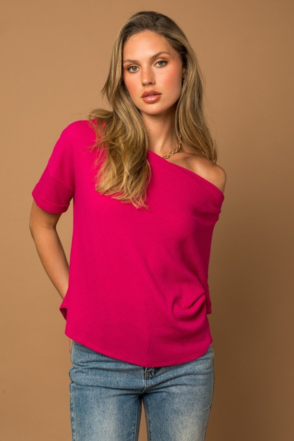 Off the Shoulder Cowl Neck Top