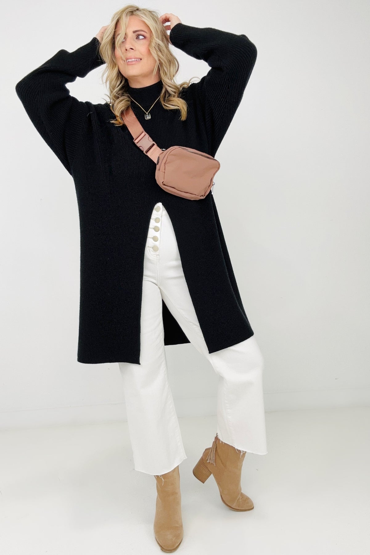 Nora Mockneck Front Slit Sweater