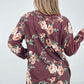 Floral Print Jacquard Knit Sweatshirt With Cut Edge
