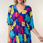 White Birch Printed V-Neck Mini Dress