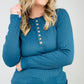 "Addy" Lace Trim Long Sleeve Button Up Henley Top