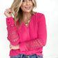 Lace Sleeve V Neck Top