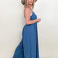 Textured Woven Spaghetti Strap Jumpsuit