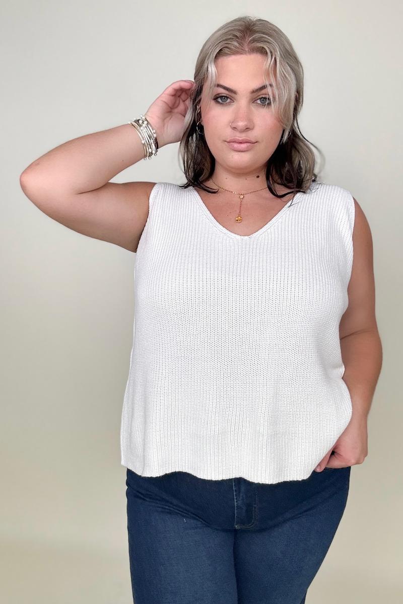 V-Neck Ivory Knit Tank Top