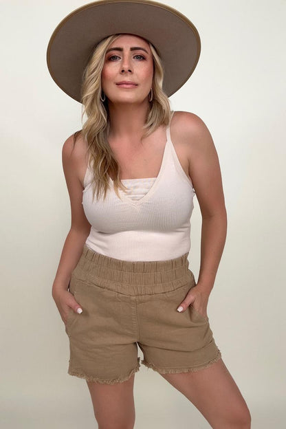 Casual Smocked High Waist Shorts