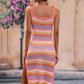 Striped Tie Shoulder Split Cover Up Dress