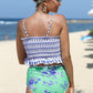 Floral Ruffle Hem Smocked Swimsuit Set