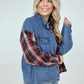 Washed Plaid Denim Shirt with Flap Pockets