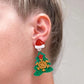 PREORDER: Santa Hat Glitter Resin Christmas Tree Dangles