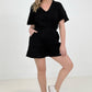 Drop Shoulder V-Neck Romper With Pockets
