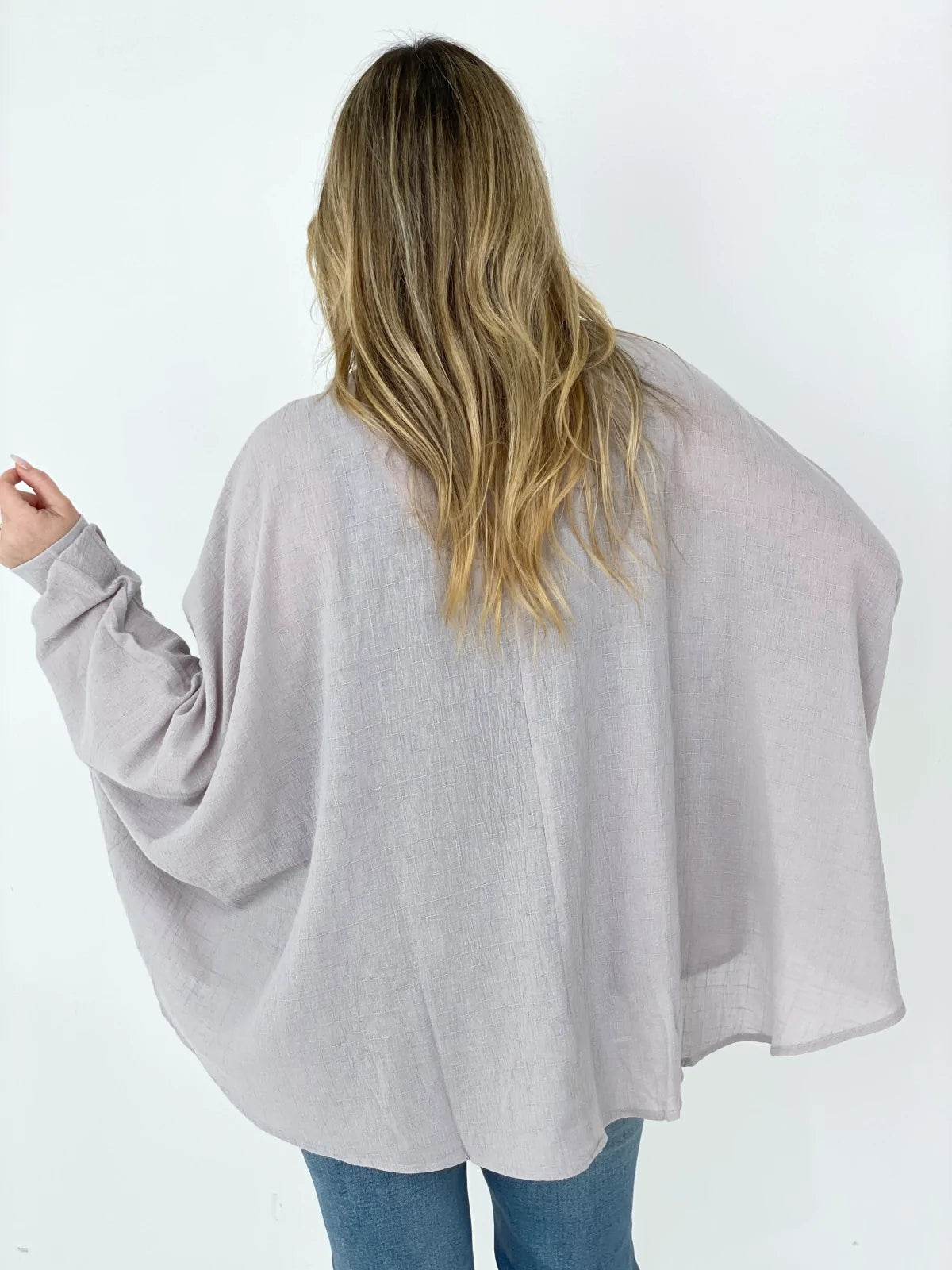 Textured Cotton Linen Oversized Top