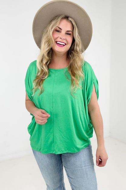 Short Sleeve Drop Shoulder Knit Top