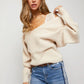 Davi & Dani Lace Strap Batwing Sleeve Drop Shoulder Sweater Top