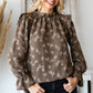 7th Ray Jacquard Floral Mock Neck Top