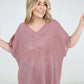 Oversized V-Neck Sheer Knit Top
