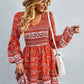 Bohemian V-Neck Balloon Sleeve Dress