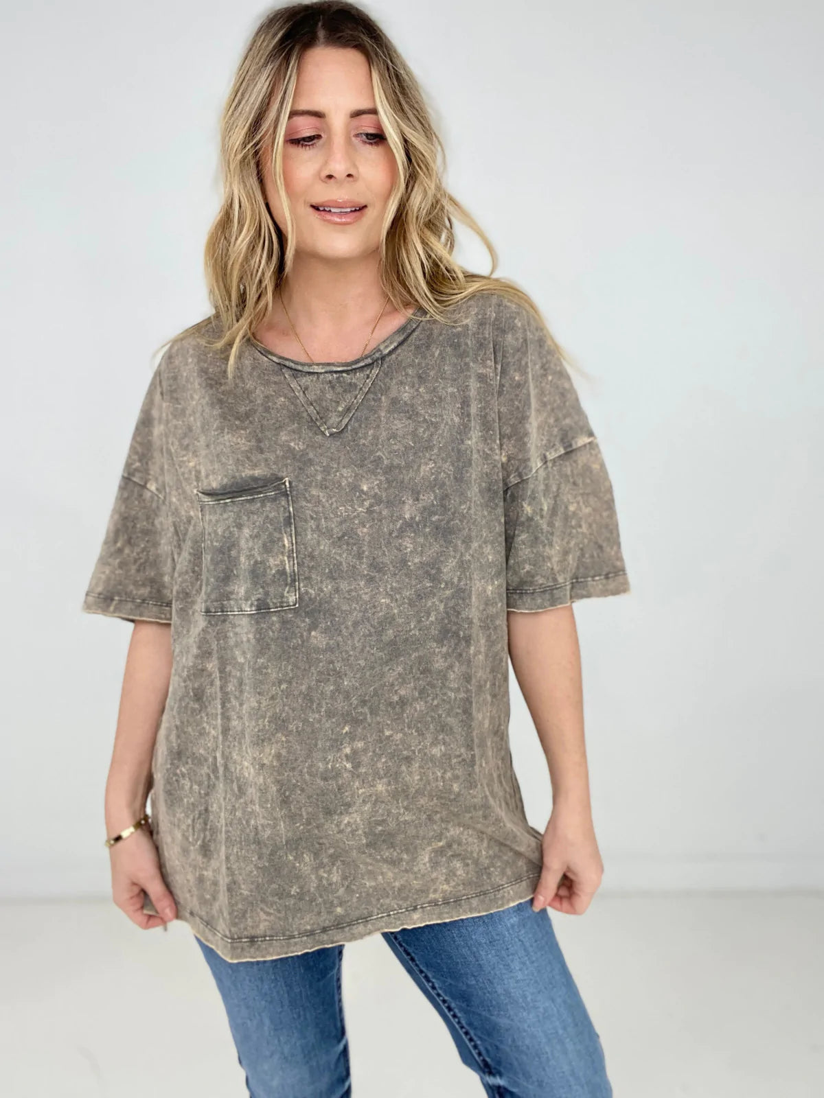 Acid Wash Boyfriend Top