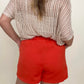 Orange Paper Bag Waist High Rise Shorts