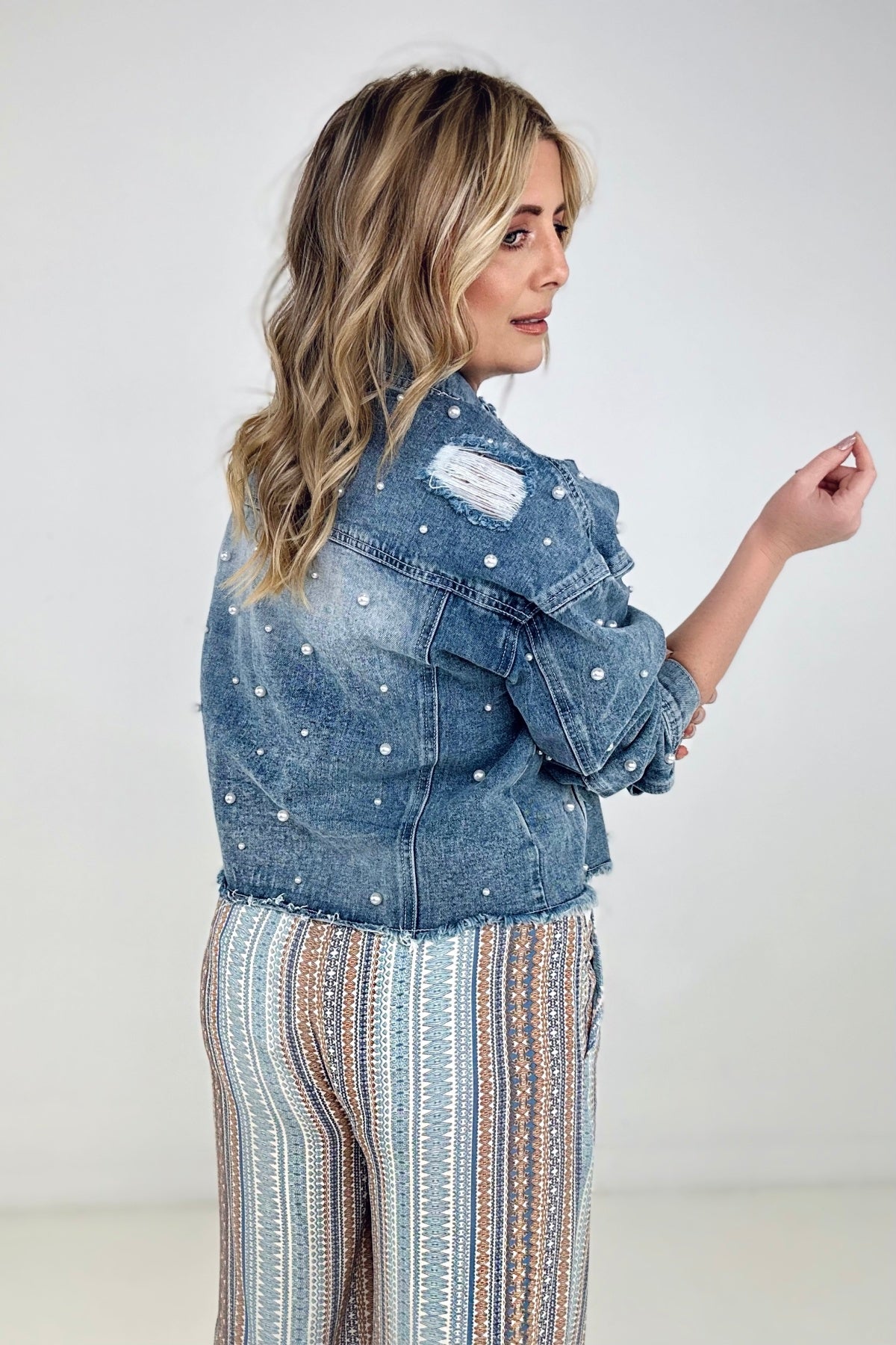 Pearly White Denim Jacket