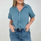 Cotton Raw Edge Short Sleeve Top
