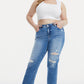 BAYEAS Mid Rise Distressed Ripped Straight Jeans