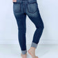 Judy Blue "Olivia" Mid-Rise Long Inseam Pin Tack Skinny Jeans