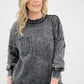 Acid Wash Raw Edge Front Pocket Pullover