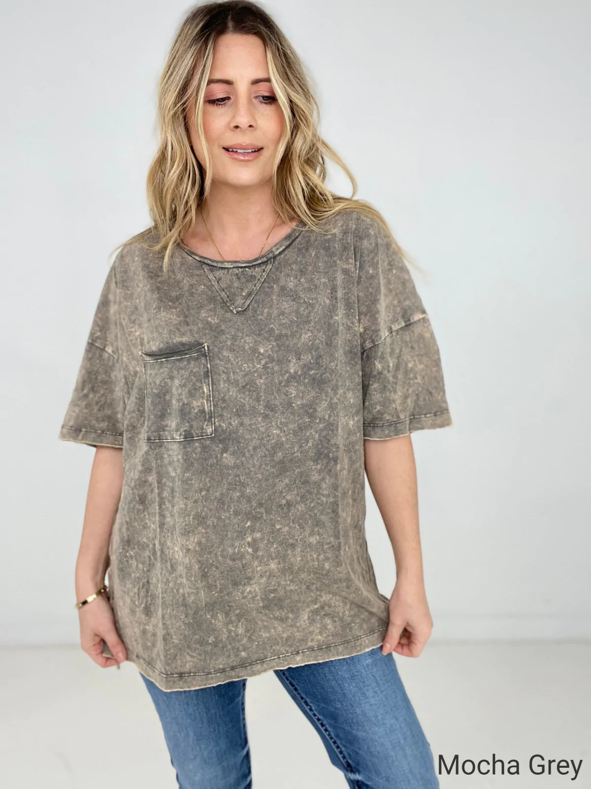 Acid Wash Boyfriend Top