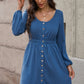Scoop Neck Button Front Dress - (Black, Green, Gray and Blue)