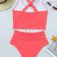 Scalloped Criss Cross High Waist Bikini