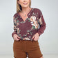 Floral Print Jacquard Knit Sweatshirt With Cut Edge