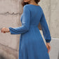Scoop Neck Button Front Dress - (Black, Green, Gray and Blue)