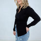 Zenana 'Ruched Romance" Long Sleeve Button Down Top with Ruched Bodice