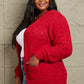 Falling For You Open Front Popcorn Cardigan in Red