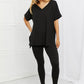 Self Love Brushed DTY Microfiber Lounge Set in Black