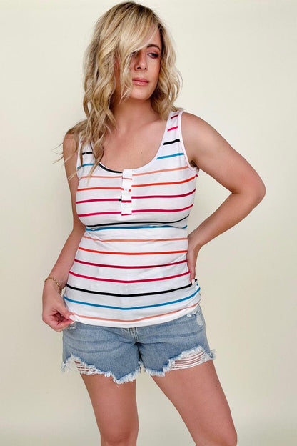 Striped Henley Tank Top