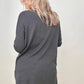 Hi-Low Hem V Neck Knit Top - 2 Colors