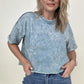 French Terry Acid Wash Raw Edge Crop Top - Multiple colors