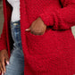 Falling For You Open Front Popcorn Cardigan in Red