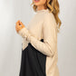 White Birch Colorblock Long Sleeve Solid Ribbed Knit Top