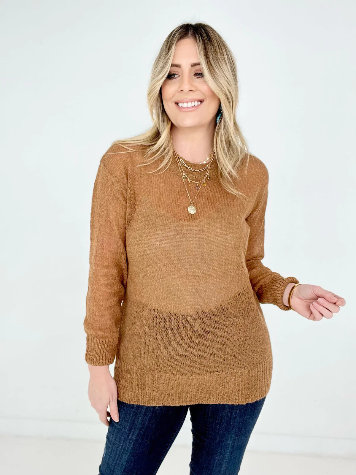 Long Sleeve Sheer Wool Sweater