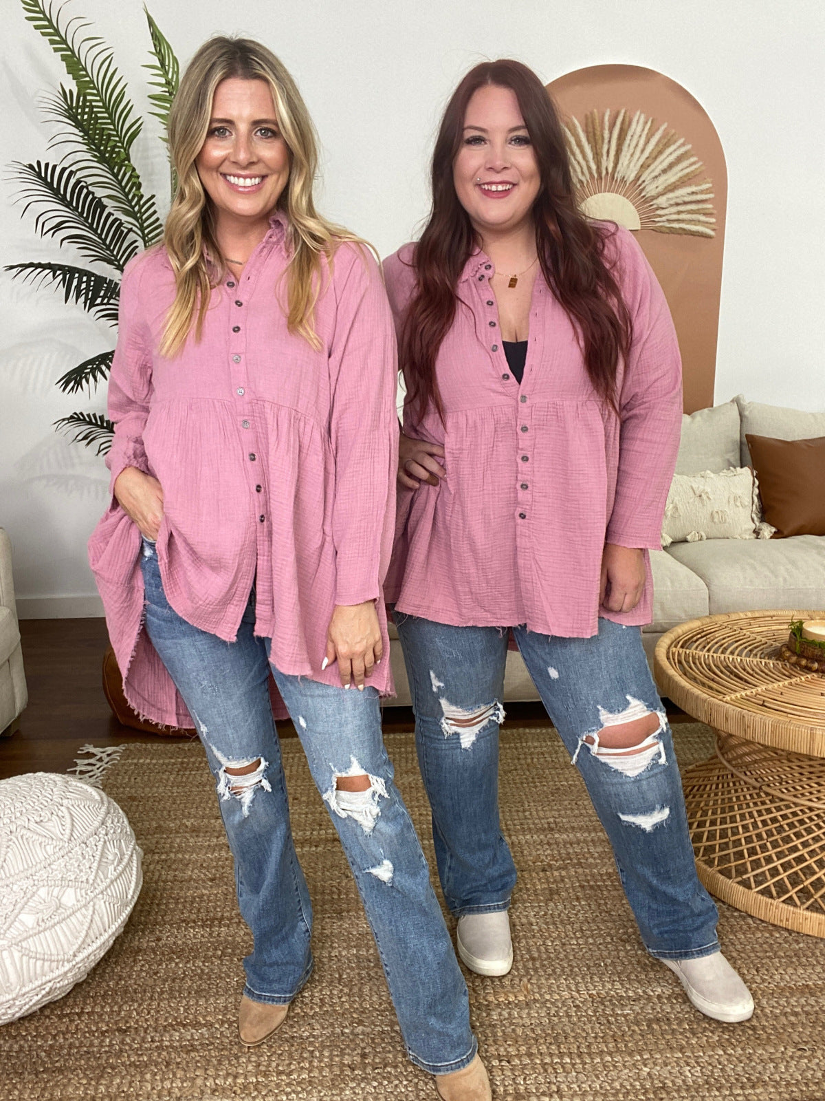 Peplum Raw Edge Shirt with Pockets
