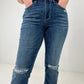 Judy Blue Mid Rise Tall Minimal Destroy Straight Jeans