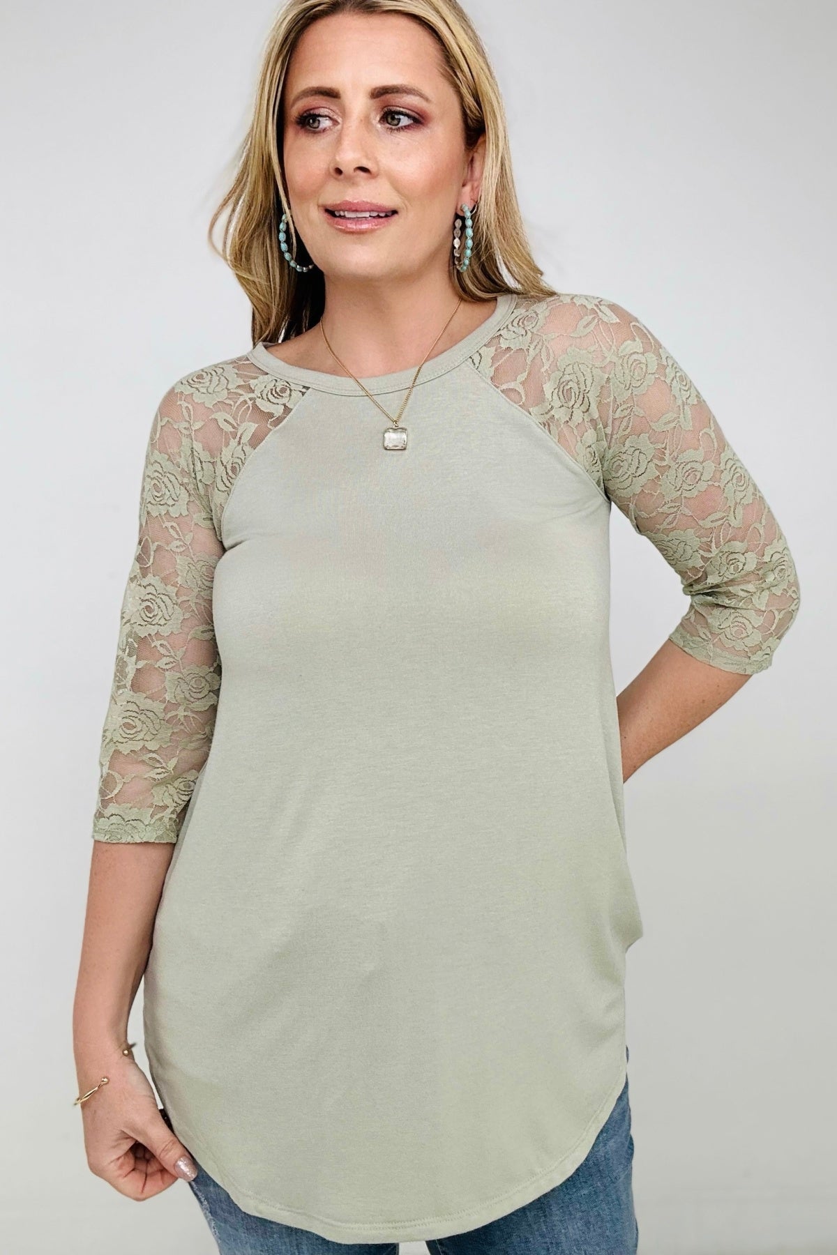 On The Go Lace Half Sleeve Top
