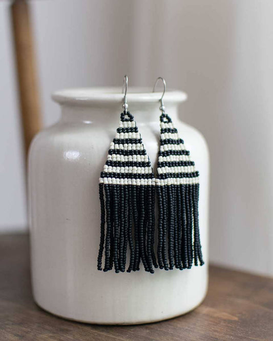 Beaded Fringe Earrings in Opuesta