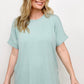 Cuffed Sleeve High-Low Hem Top