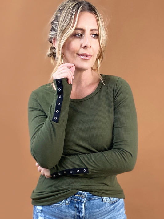 Boat Neck Long Sleeve Solid Ribbed Knit Top