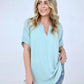 Woven Airflow Split Neck Short Sleeve Top