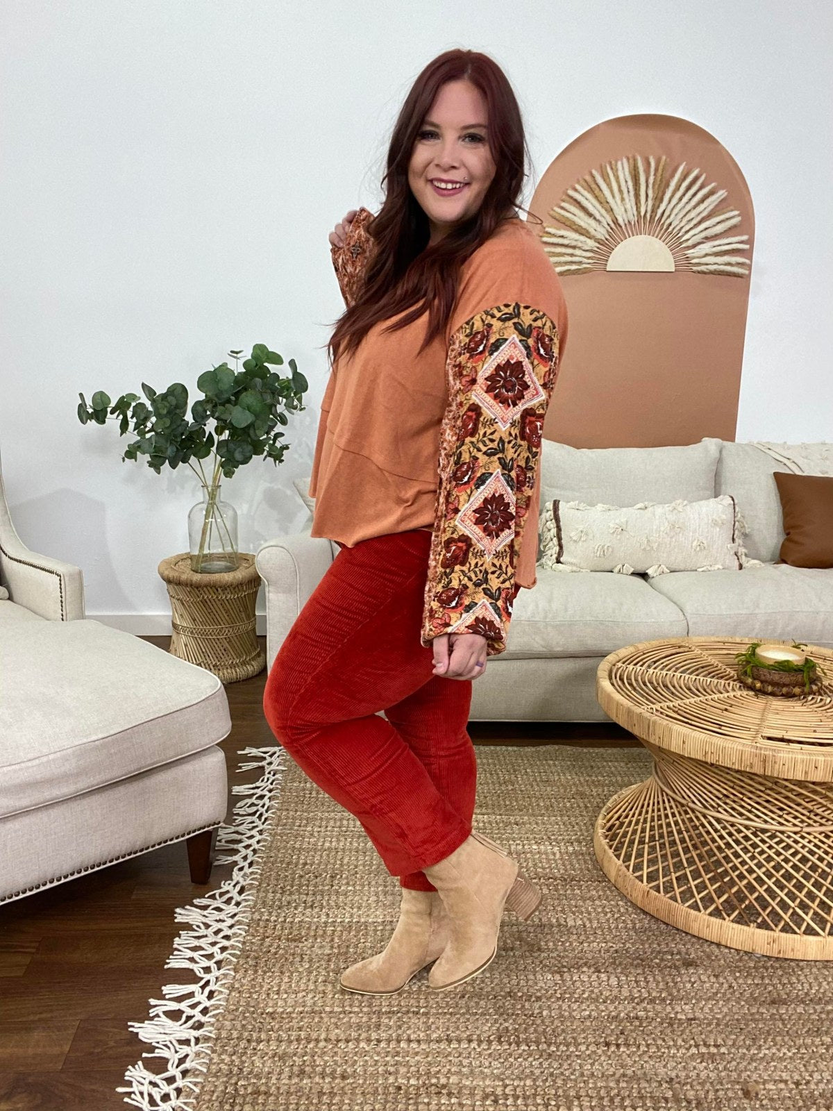 Bubble Sleeve Asymmetrical Hem Top